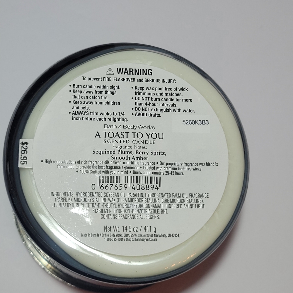 2 Bath & Body Works A Toast To You 3 Wick Candle Bundle - Picture 4 of 5